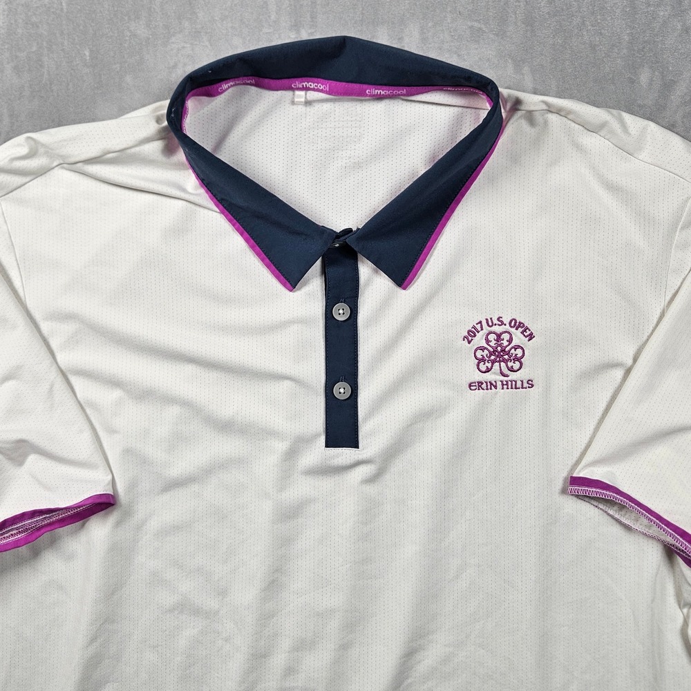 Adidas Golf Polo Mens 2XL White 2017 U.S. Open Erin Hills Climacool Shirt